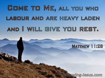 Matthew 11 scripture artwork about rest